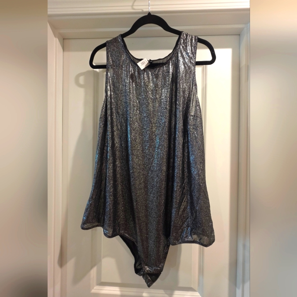 Torrid Metallic Silver Shimmer Tank Bodysuit